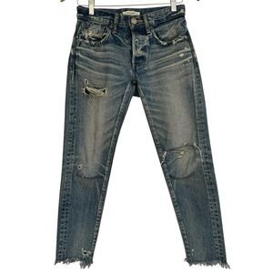 MOUSSY Vintage Mid-Rise Button-Fly Distressed Skinny Jean. Size 24.